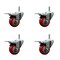 Service Caster 3'' Red Polyurethane Swivel 7/16'' Stem Caster Set with Total Lock Brake, 4PK SCC-GRTTL20S314-PPUB-RED-716138-4 - alternate 1